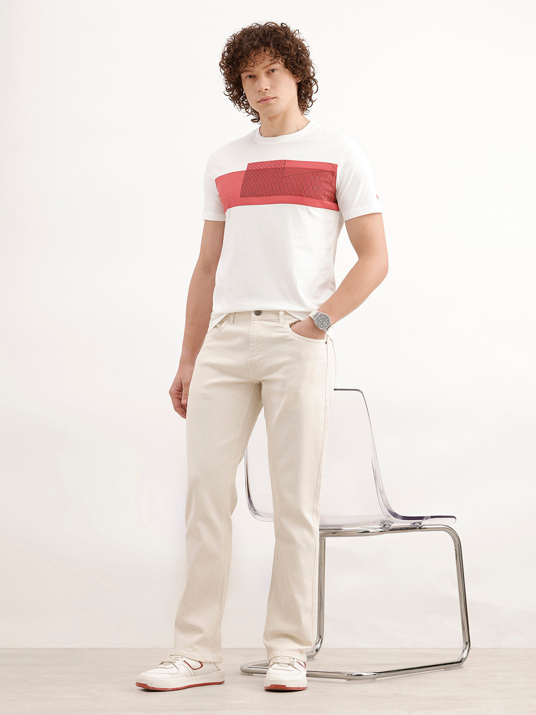 Solid Straight Fit Denim Jeans | Ecru