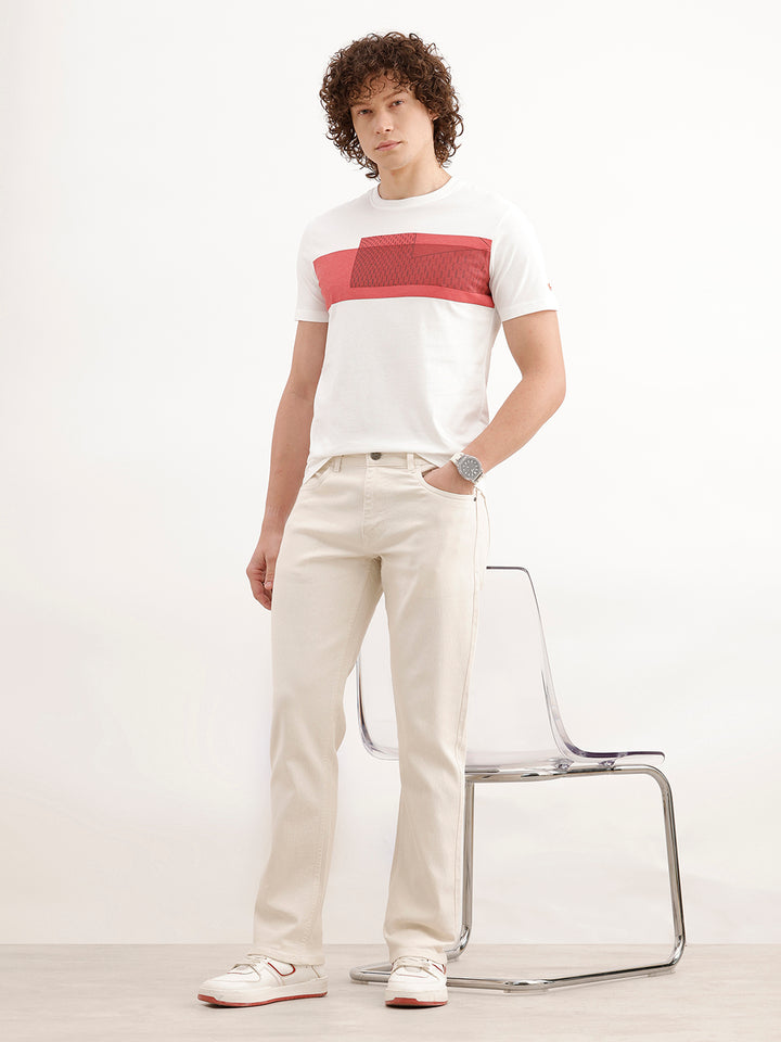 Solid Straight Fit Denim Jeans | Ecru