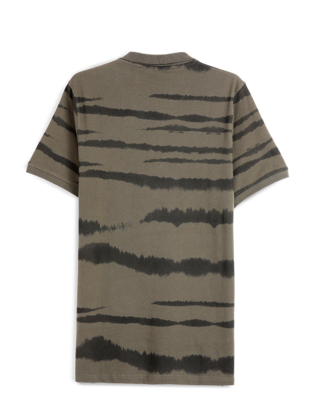 Classic Olive Abstract Printed Polo T-Shirt