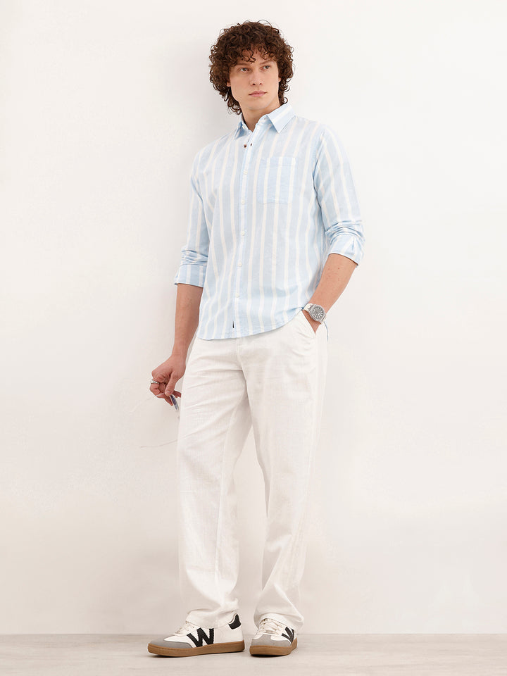 Regular Fit Striped Shirt  | Blue