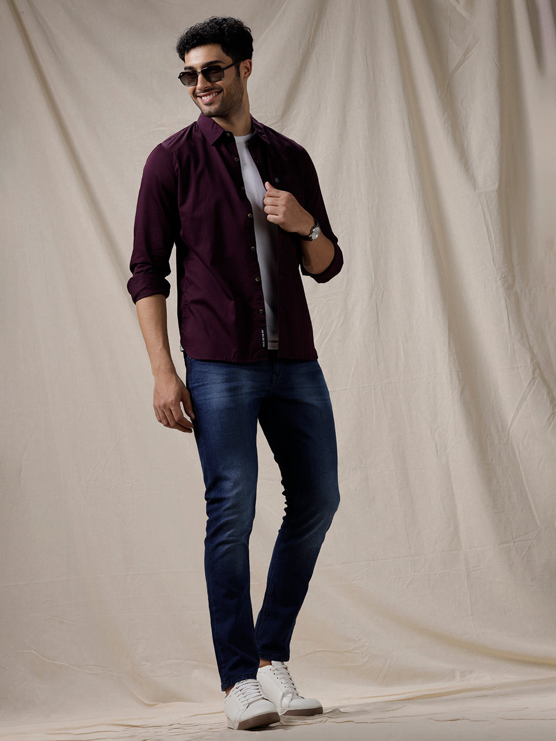Classic Maroon Solid Cotton Shirt – Wrogn