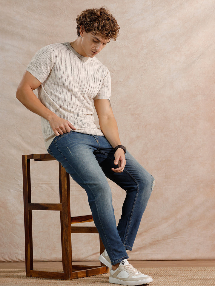 Solid Heavy Fade Skinny Crop Jeans | Blue