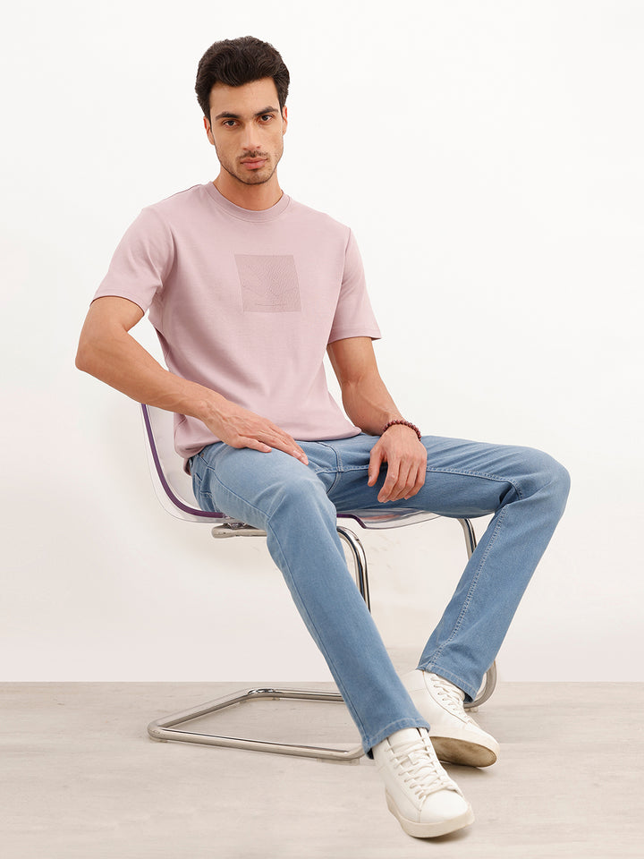 Solid Placement HD Printed T-Shirt | Pink