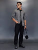 Men's textured vertical striped casual shirt | Dark Grey