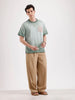 Washed Puff Printed Oversized T-Shirt   |  Olive