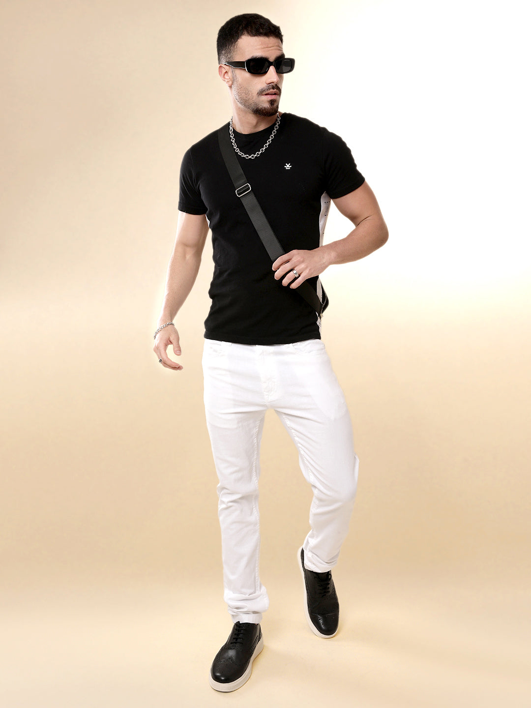 White Slub Solid Trouser