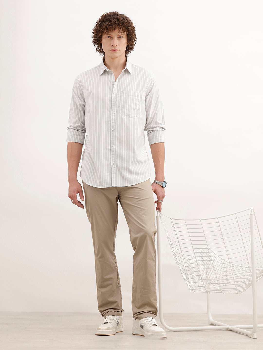 Classic Slim Fit Striped Shirt | Grey