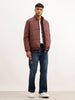 Solid Regular Fit Puffer Jacket | Wine