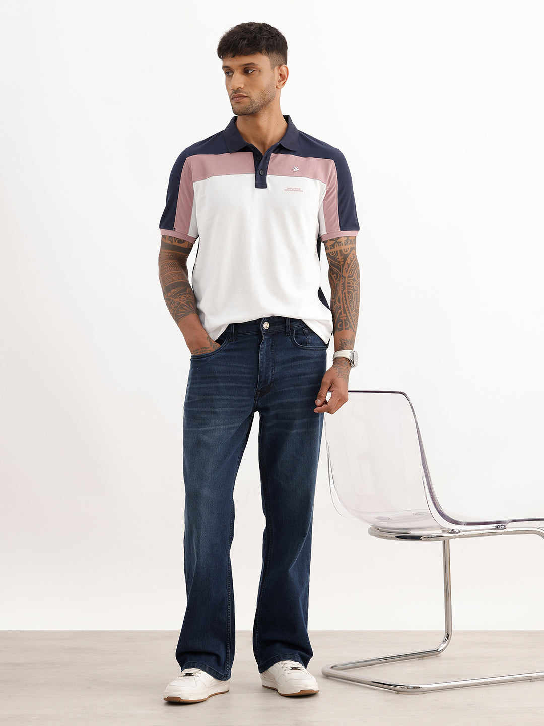 Classic Slim Fit Cut & Sew Polo T-Shirt | Navy Blue