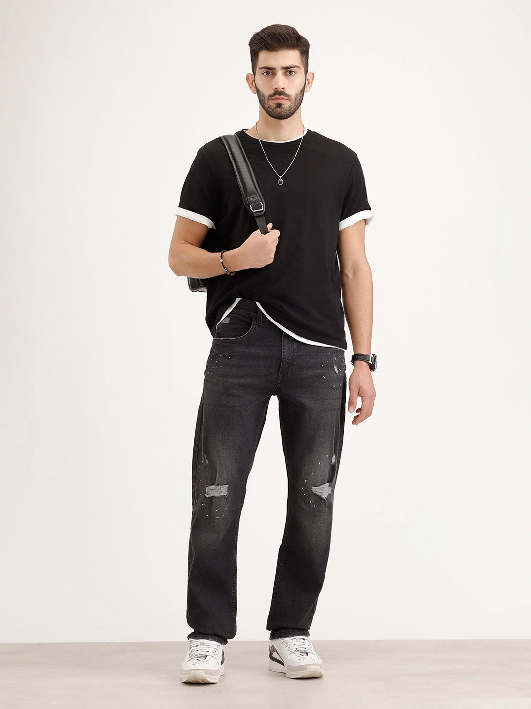 Anti Fit Distressed Denim Jeans | Black