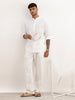 Textured Slim Fit Mandrin Collar Shirt | White