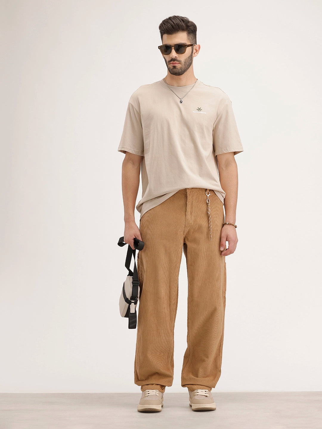 Loose Fit Corduroy Cargo Trouser | Khaki