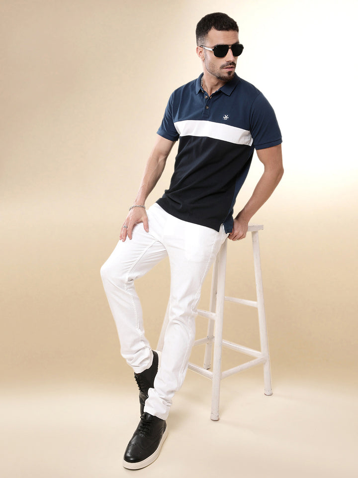 Blues Colour-blocked Polo T-Shirt