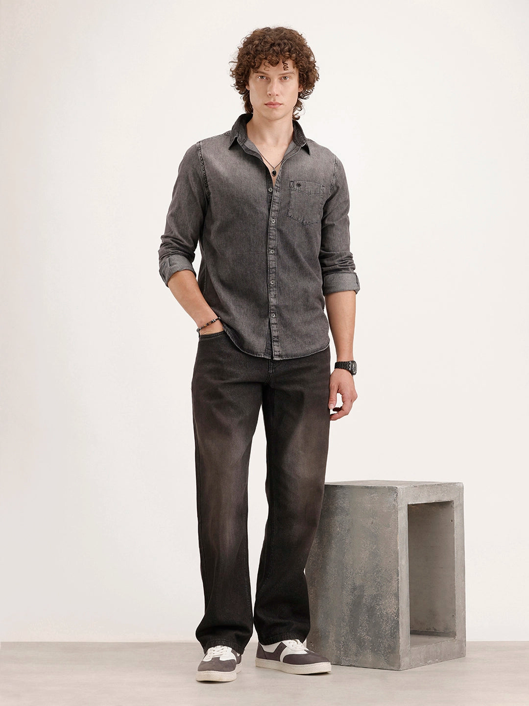 Slim Fit Faded Shirt | Grey