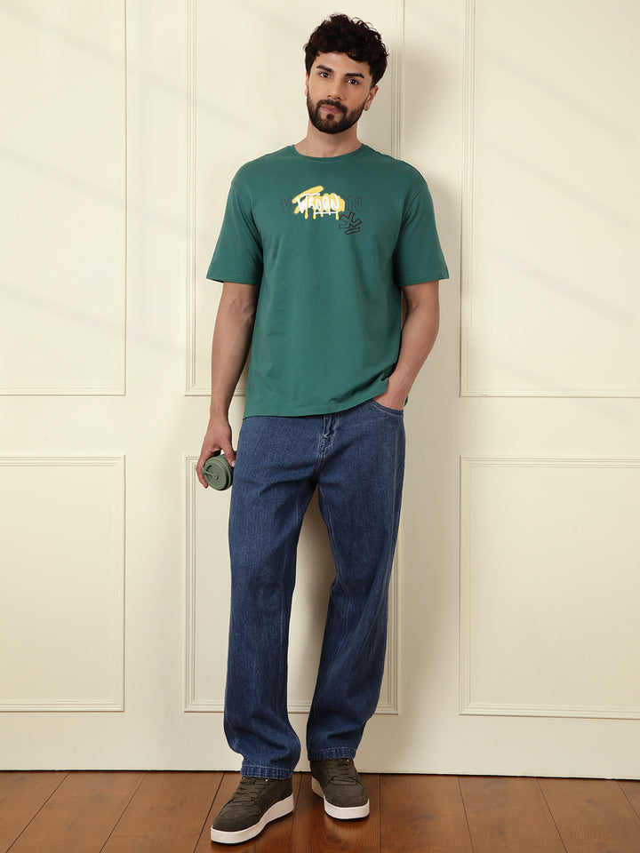 Heavy GSM Printed Graffiti T-Shirt | Green