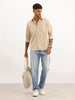 Solid Slim Fit Full Sleeve Shirt | Beige | WSH01FSSL7008W
