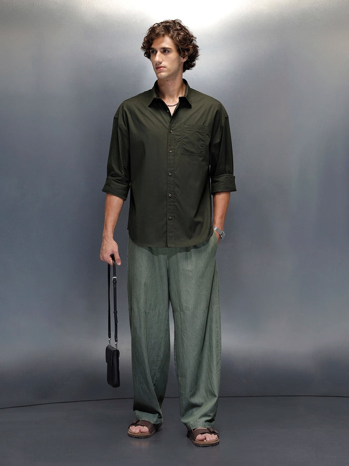 Men's casual oversized fit shirt | Olive