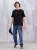 Men's Casual Embroidered Oversized Fit T-Shirt | Black