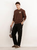 Comfort Fit Foil Printed Sweatshirt | Brown | WSS02FSCM1330S