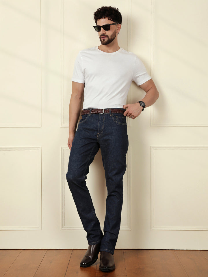 Casual Light Fade Straight Fit Jeans | Dark Blue