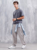 Casual Men Oversized Fit Tee With Graphic | Grey