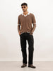 Textured Contrast Collar Polo T-Shirt | Beige