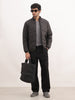 Solid Regular Fit Zipper Puffer Jacket | Black
