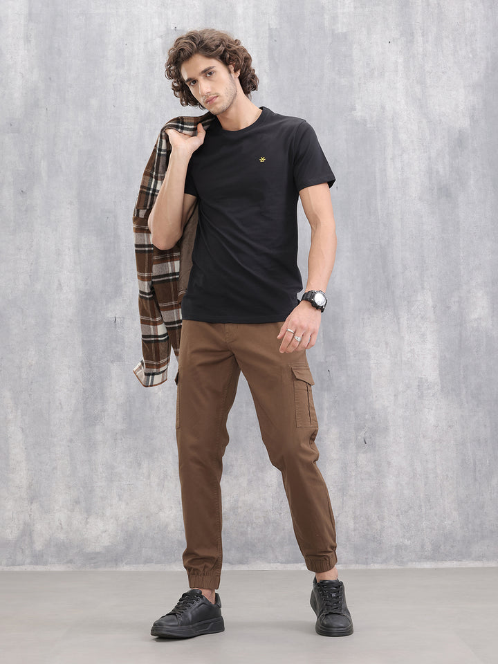 Cotton Stretch Cargo Jogger I Brown