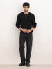 Textured Comfort Fit Knitted Sweater | Black