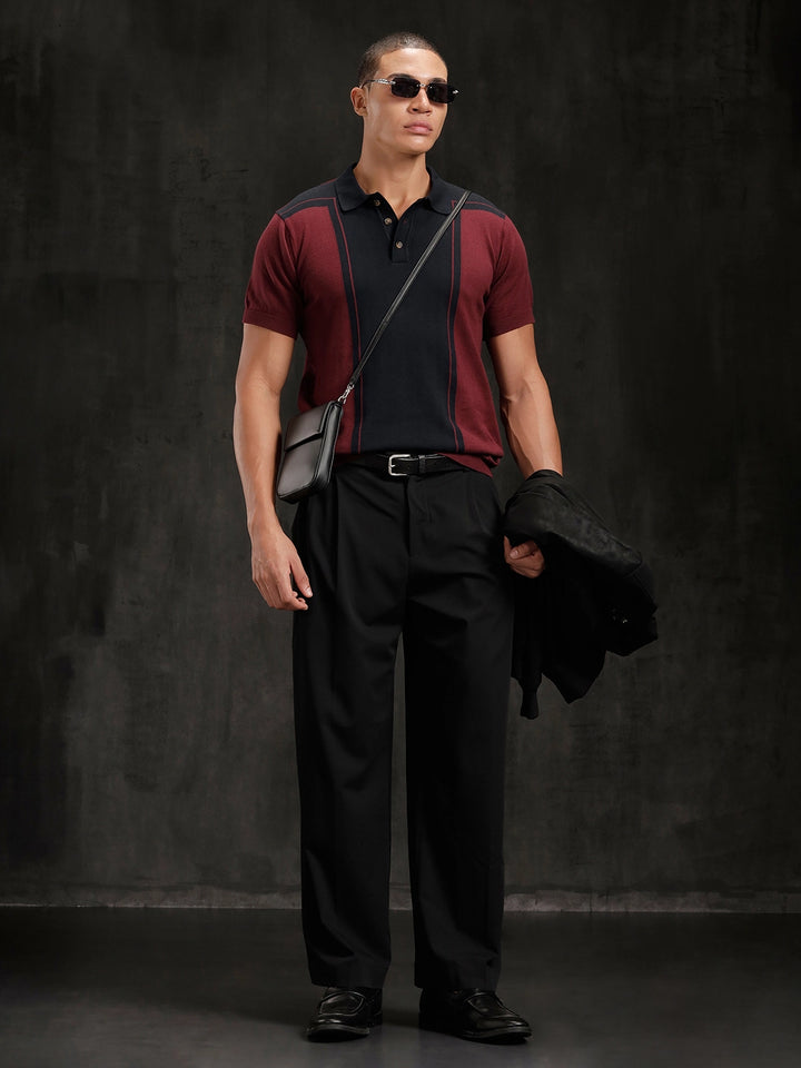 Flat Knit Slim Fit T-Shirt | Maroon