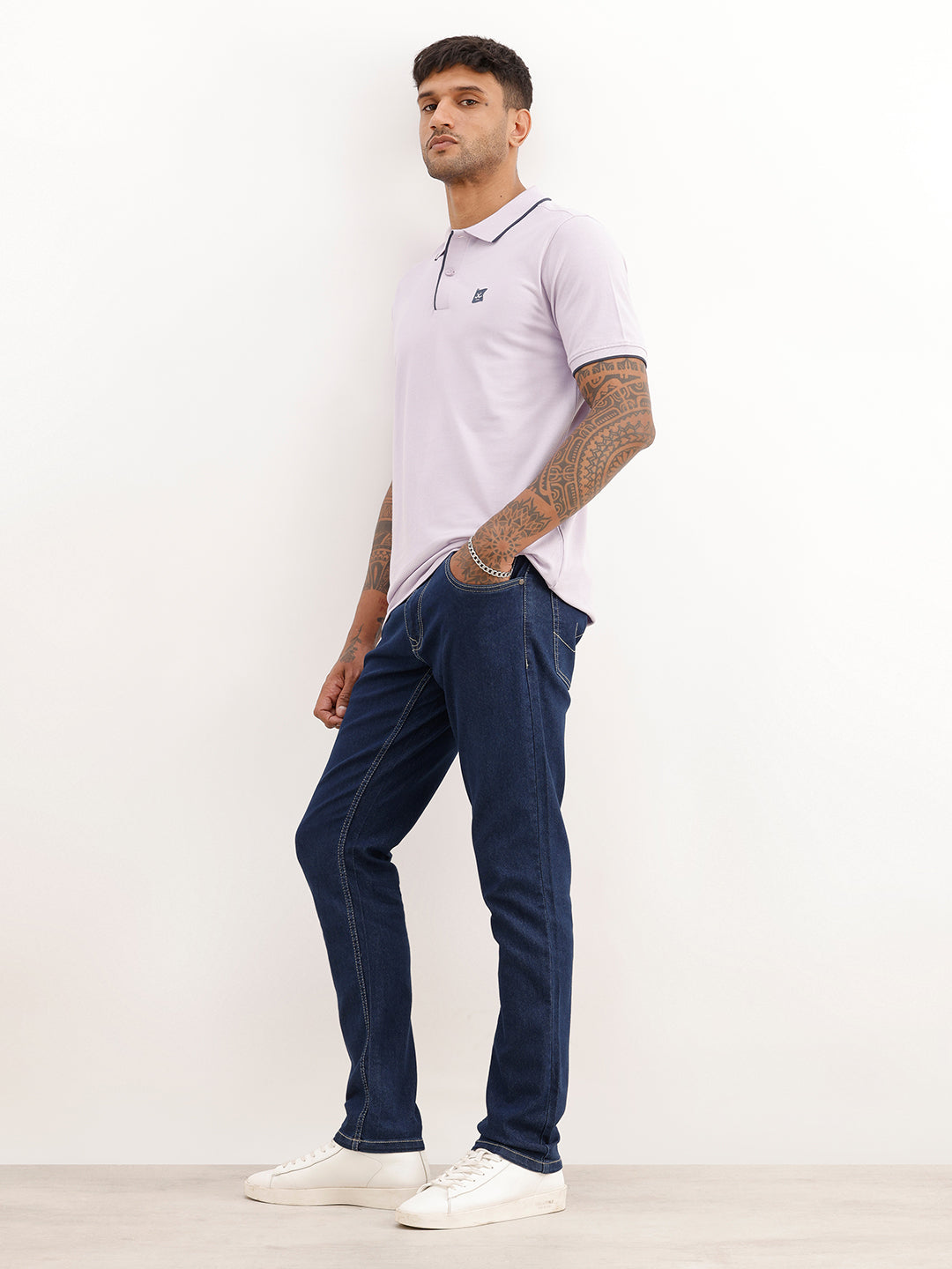 Slim Fit Tipping Collar Polo T-Shirt | Purple