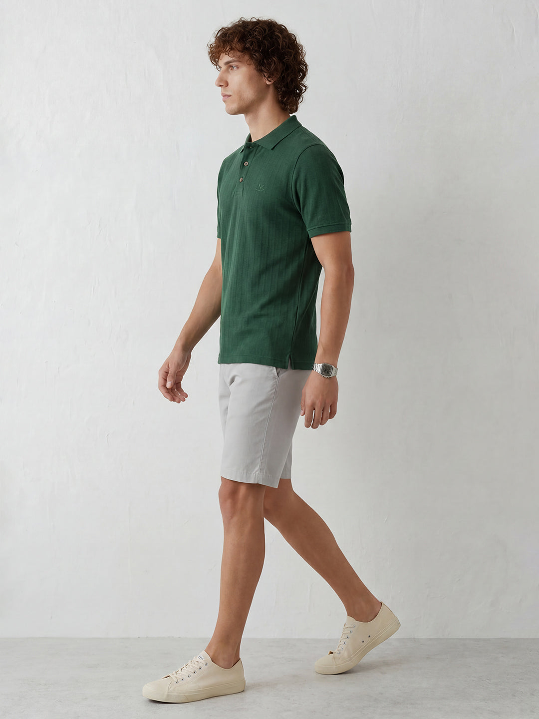 Textured Slim Fit Polo T-Shirt | Teal