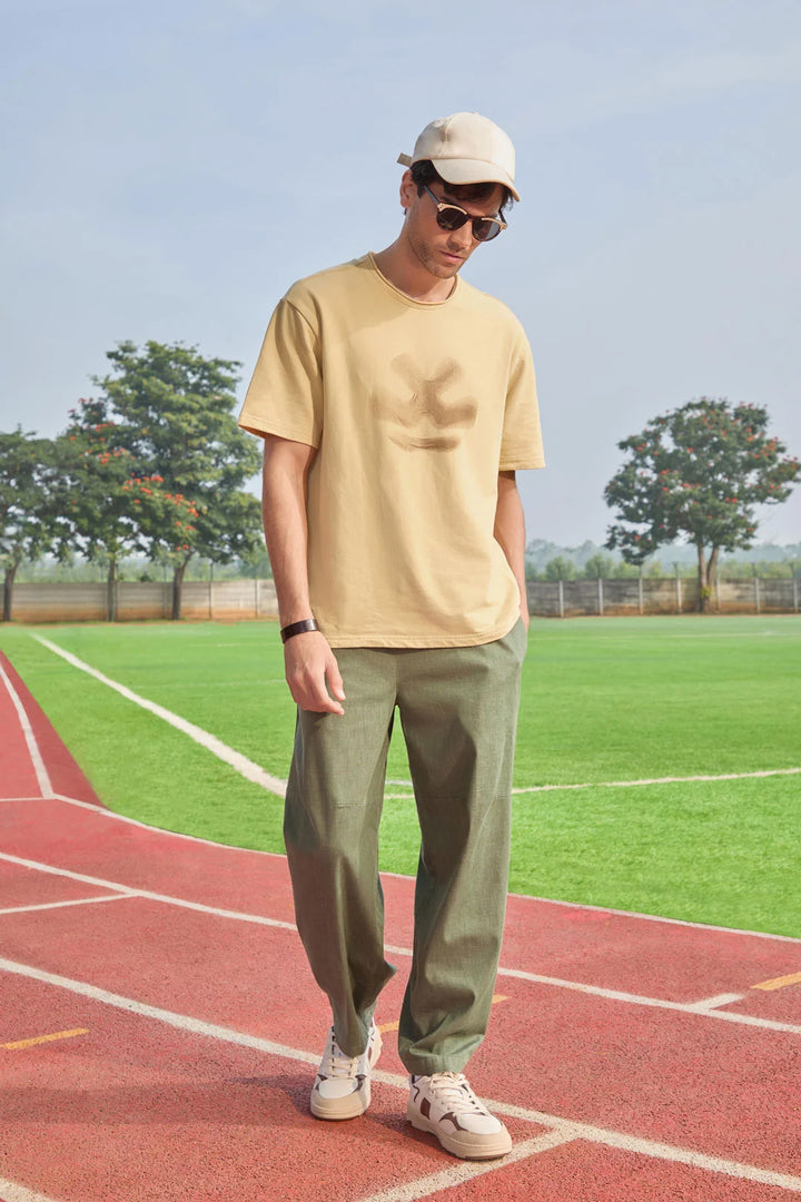 Heavy GSM Blur Logo T-Shirt | Khaki