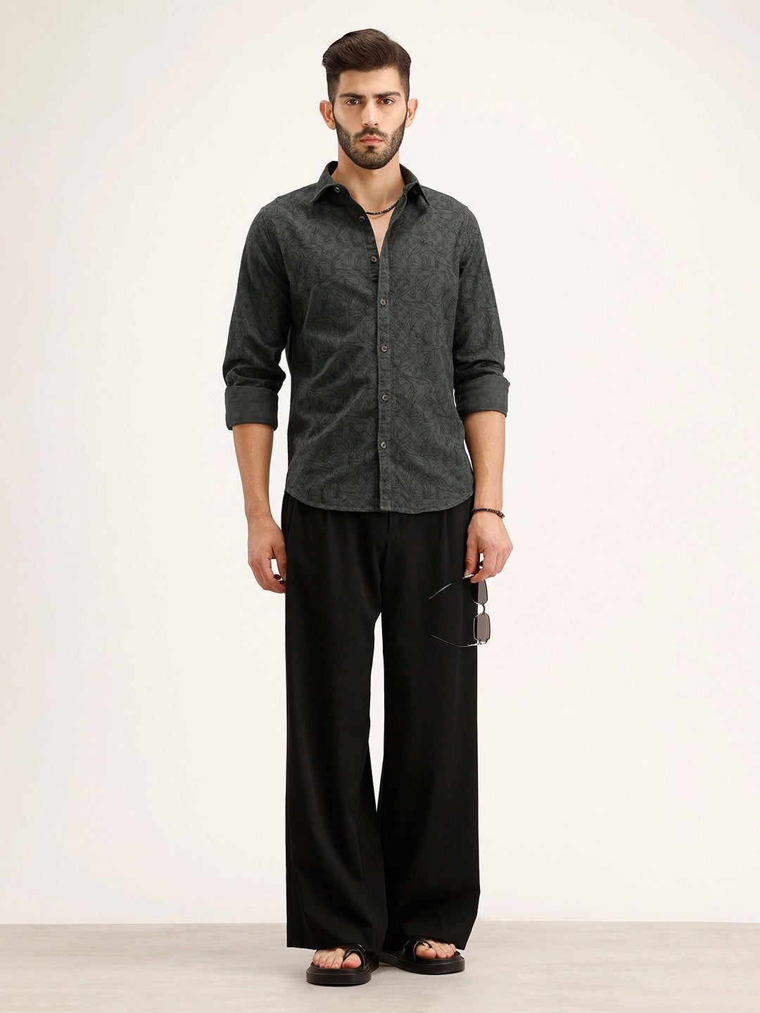 Textured Regular Fit Shirt | Dark Green