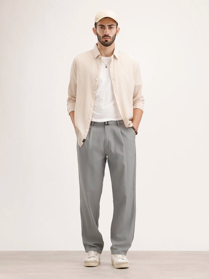 Anti Fit Pleated Trouser | Grey
