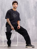 Contrast Stitch Detail Oversized Fit T-shirt With Logo Embroidery | Black