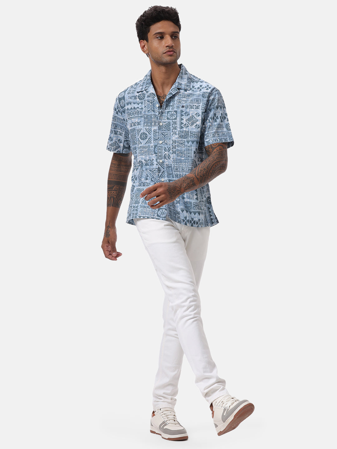 Abstract Blue AOP Spoyl Shirt