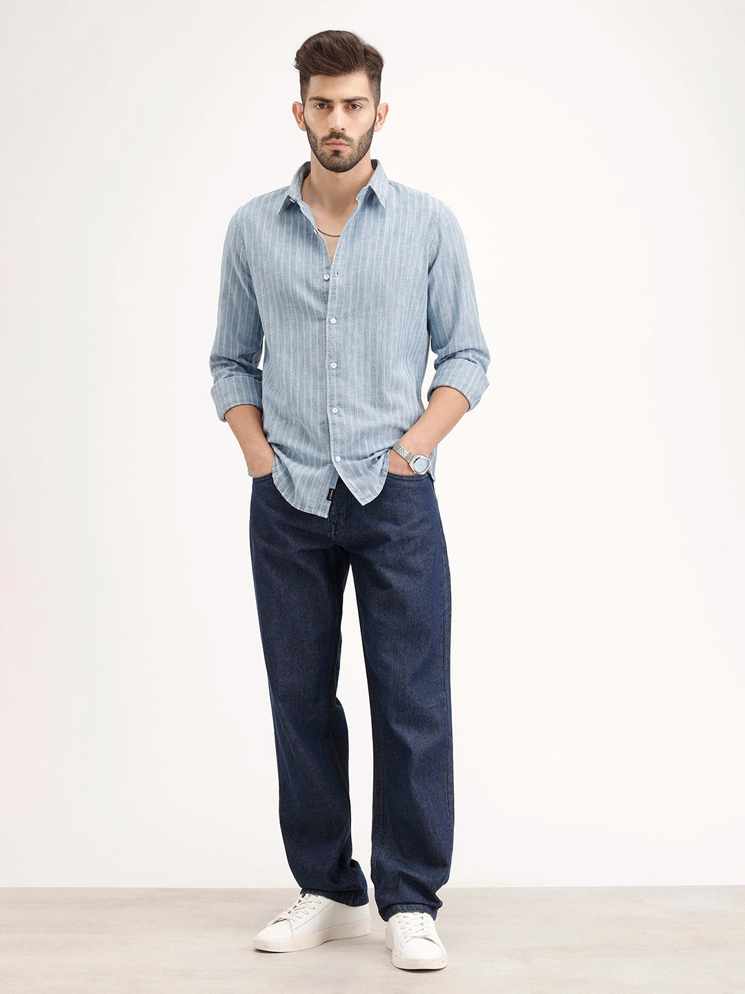 Slim Fit Striped Shirt | Blue