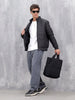 Casual Regular Fit Stand Collar Puffer Jacket | Black