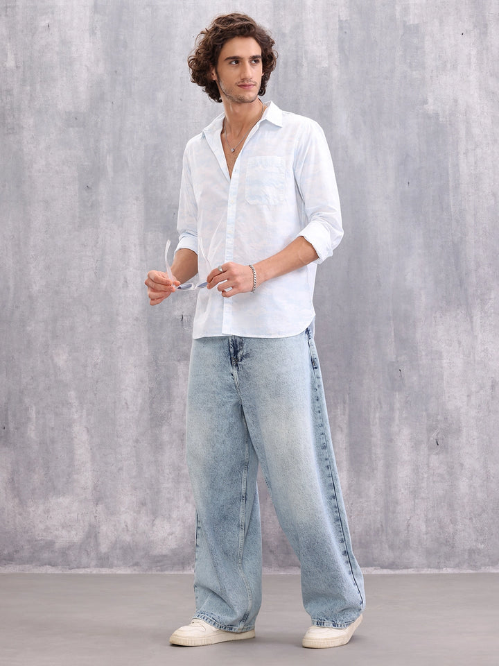 Cotton Full Sleeve Aop Shirt | Blue