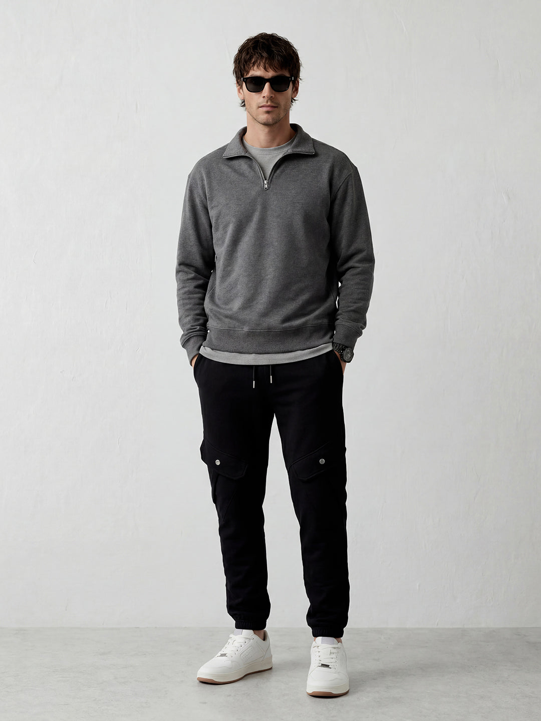 Men's casual cargo knit joggers | Black