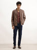 Solid Slim Fit Zipper Jacket | Brown