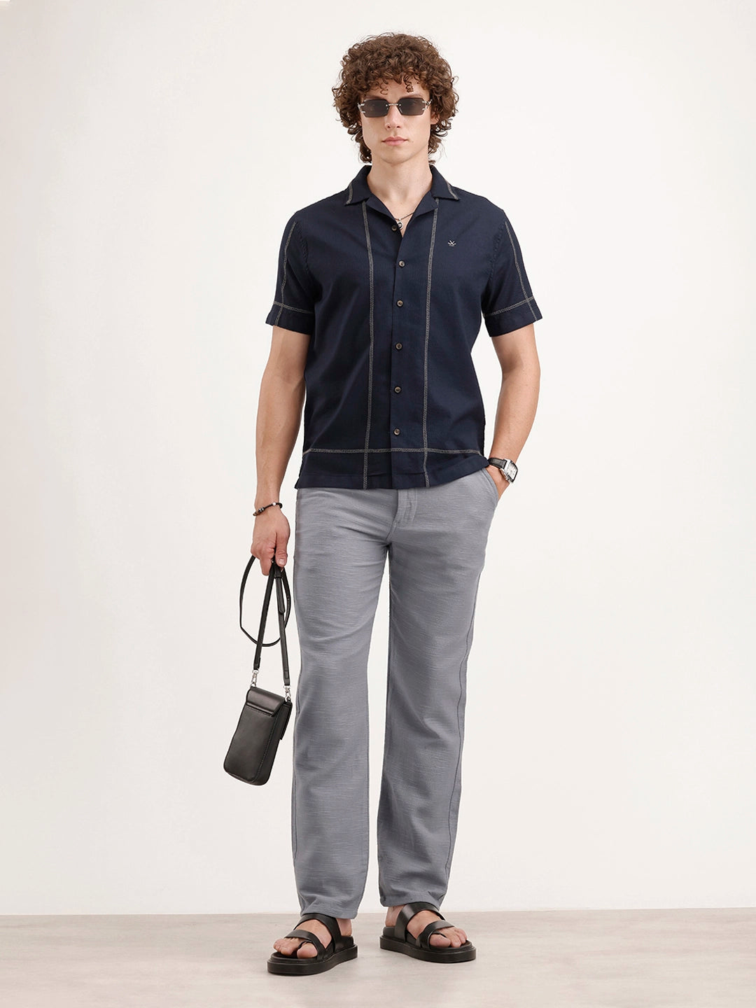 Resort Collar Slim Fit Shirt | Navy Blue
