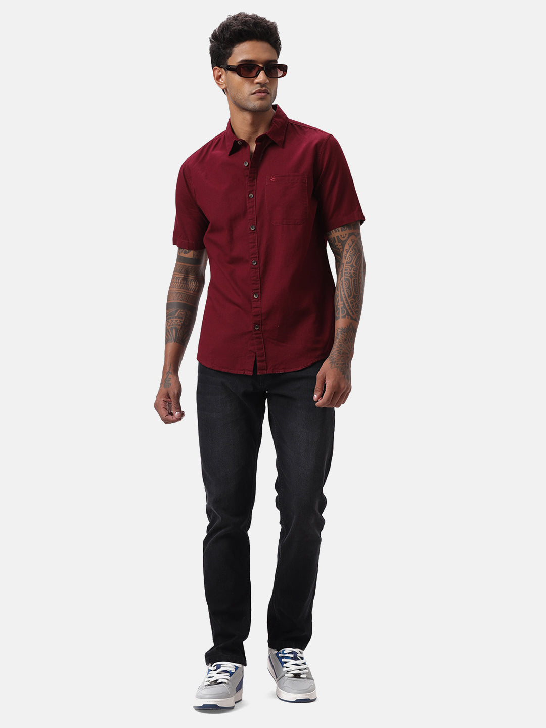 Wine Vogue Half Sleeve Shirt