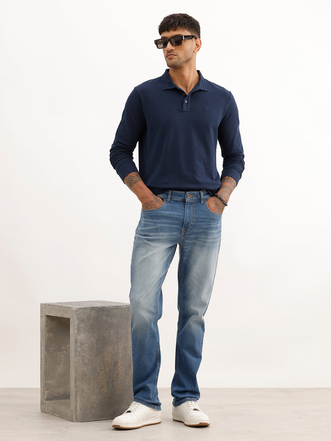 Faded Straight Fit Denim Jeans | Light Blue | WJN0200SR2017S