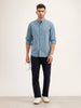 Textured Regular Fit Full Sleeved Shirt | Blue
