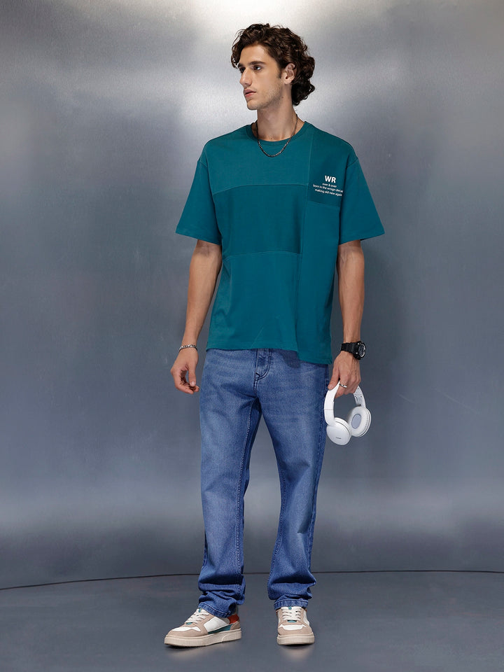 Men’s Dual-Texture Oversize Patch Tee | Green