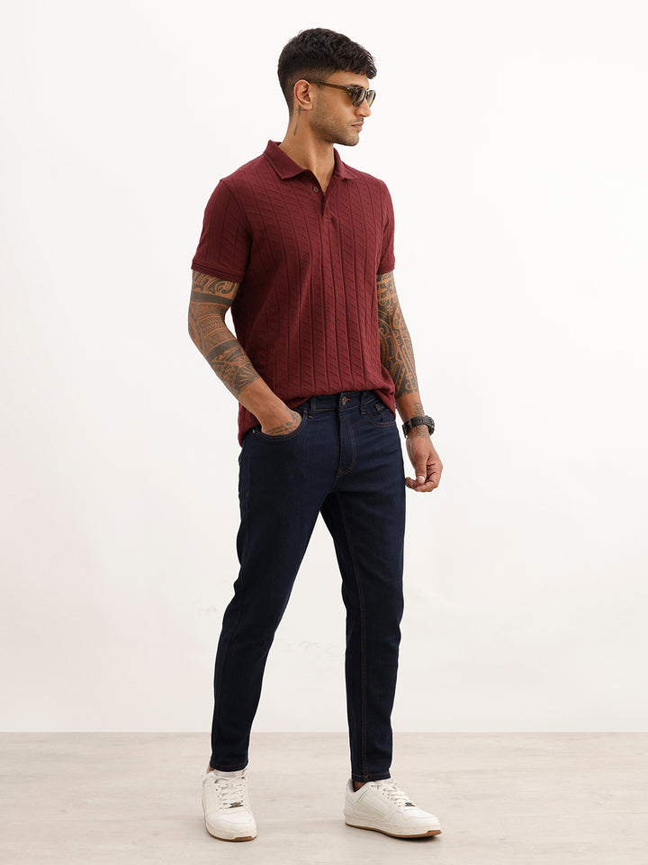 Solid Skinny Crop Fit Denim Jeans | Dark Blue