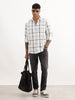 Textured Slim Fit Checkered Shirt | White