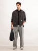 Oversized Fit Striped Double Pocket Shirt  | Black